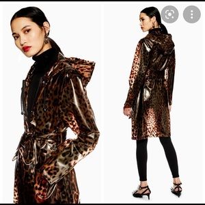 Topshop Leopard Mac Raincoat Size 4
